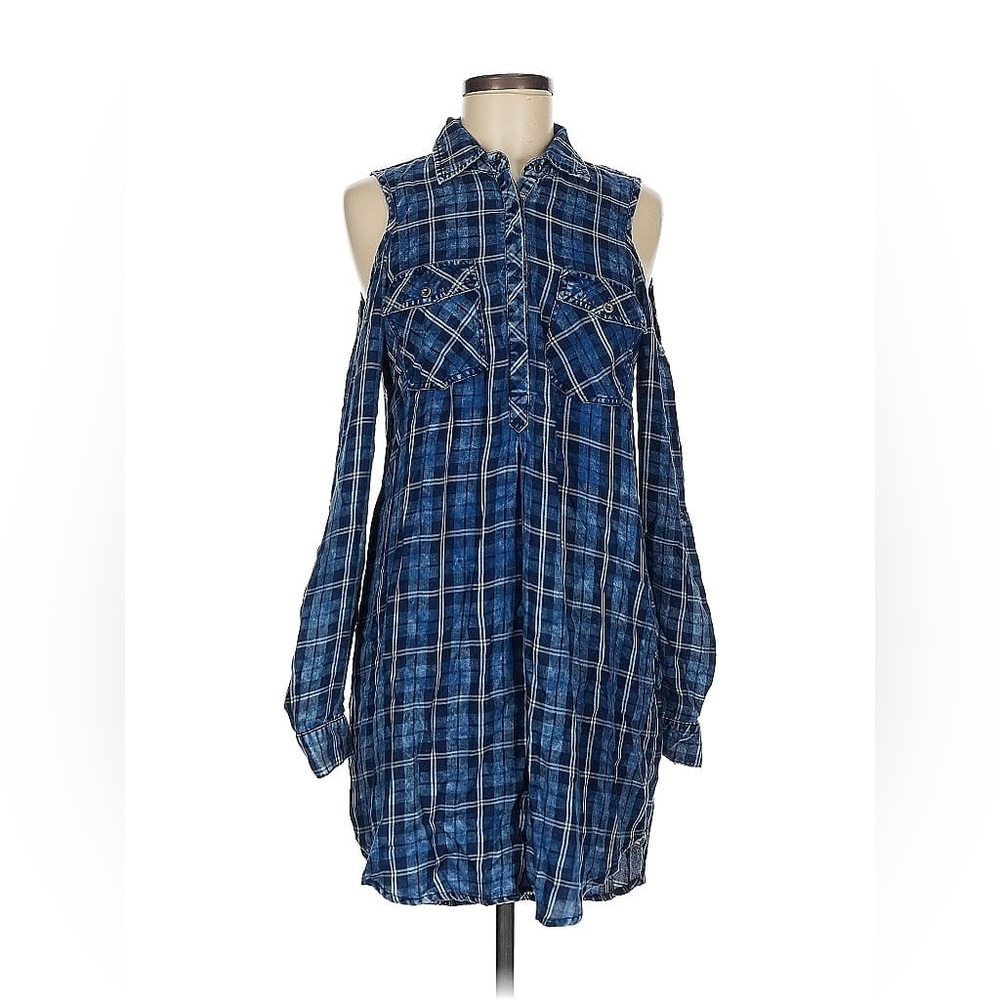 Billy T cold shoulder plaid shirt dress NWOT